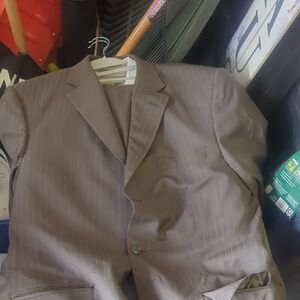 Men's Classic Brown Pinstripe Suit